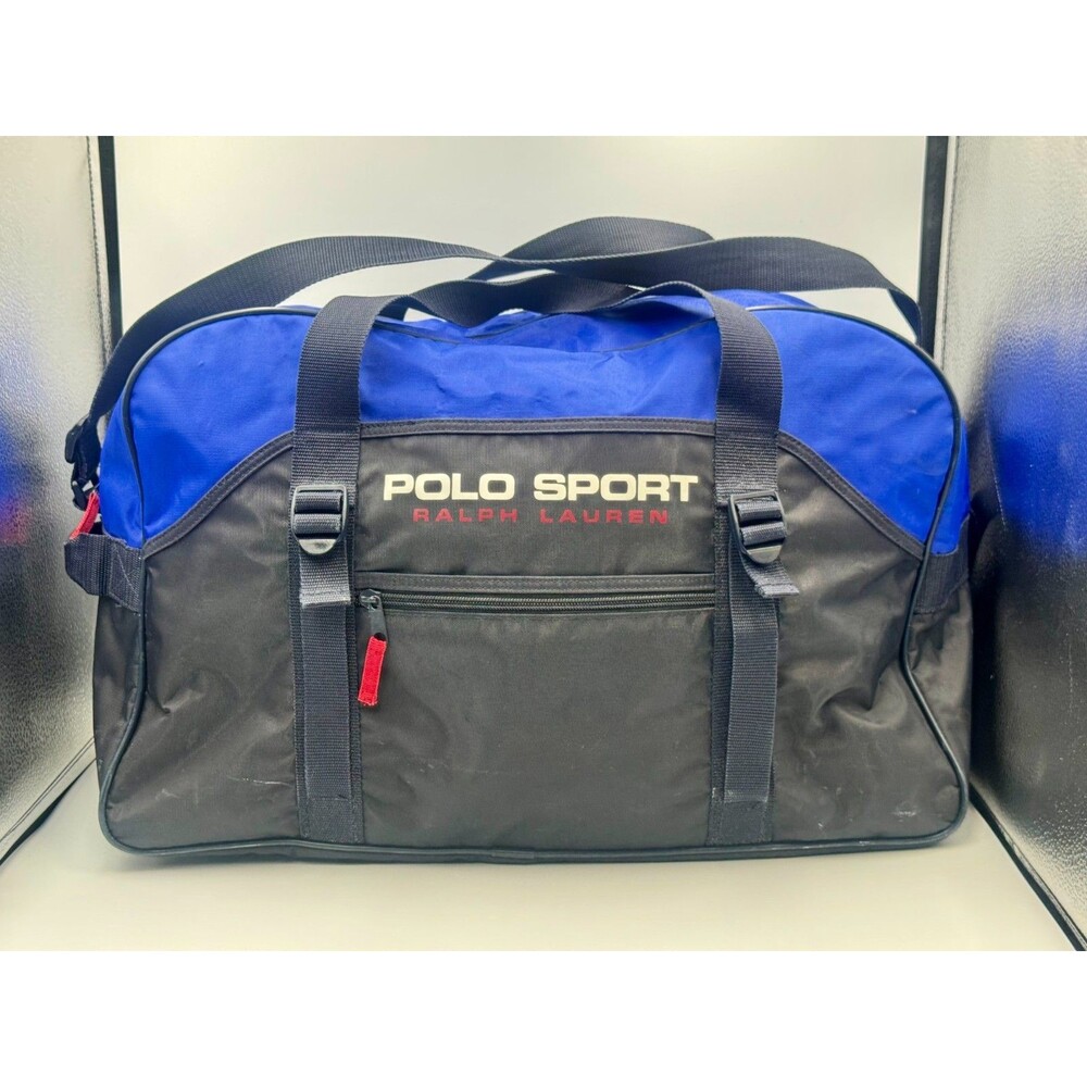 Vintage Polo Sport Ralph Lauren Gym Duffel Bag Blue Large Logo Athletic 90s
